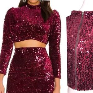 CAMILA COELHO Large (LG) Jacket Top GORG VAMP Rich Red Burgundy Sequin